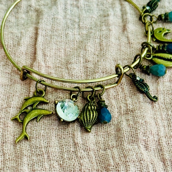 Gold Charm Bracelet with Blue Accents - Picture 2 of 3